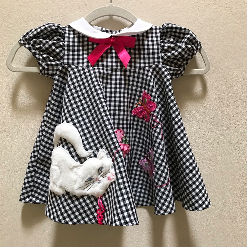 Bonnie Baby Plaid Dress Cat Butterfly Size 18 Months